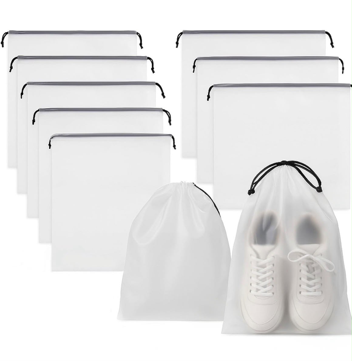 Travel Shoe Bags – 10 Pack | Large Drawstring Shoe Storage Bags | Dustproof & Portable Shoe Organizer for Men & Women
